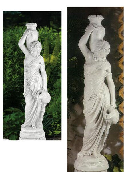 Rebecca At The Well Water Feature Statue Piped Statuary Urn pouring
